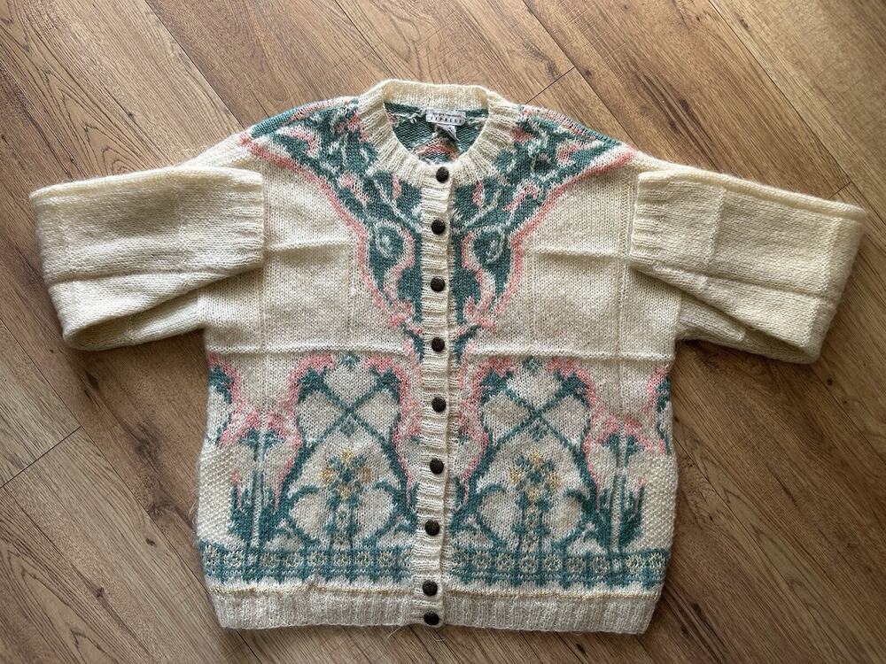 Compagnie Internationale Express RARE Hand-Knitting Cardigan Pockets Oversized M